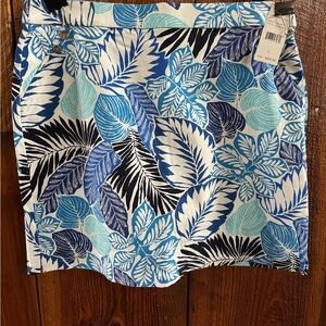 Rafaella Blue and White Leaf Print Skirt
